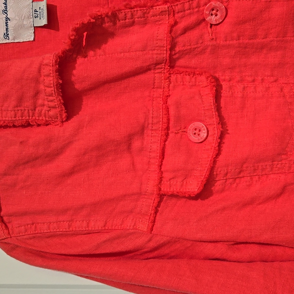 TOMMY BAHAMA TWO PALMS LINEN RAW EDGE JACKET PARADISE PINK SMALL - Picture 9 of 15